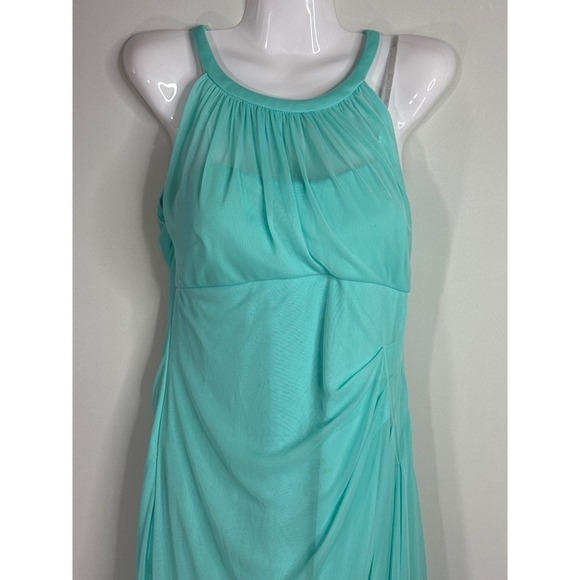 David's Bridal Women's Halter Neck Turquoise Maxi Dress Sz.10 - Picture 3 of 12